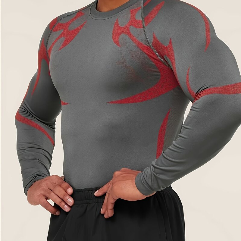 2026 New American-Style Men's High-Elastic Long-Sleeved Fitness Sports Long-Sleeved T-Shirt Quick-Drying Compression Sports Top 2026 New American-Style Men's High-Elastic Long-Sleeved Fitness Sports Long-Sleeved T-Shirt Quick-Drying Compression Sports Top