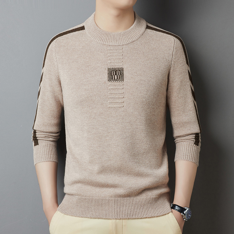 100%Pure Woolen Sweater Men's Warm Top Autumn And Winter Thickened Sweater Fashion Versatile Knitted Bottoming Shirt Tops For Men