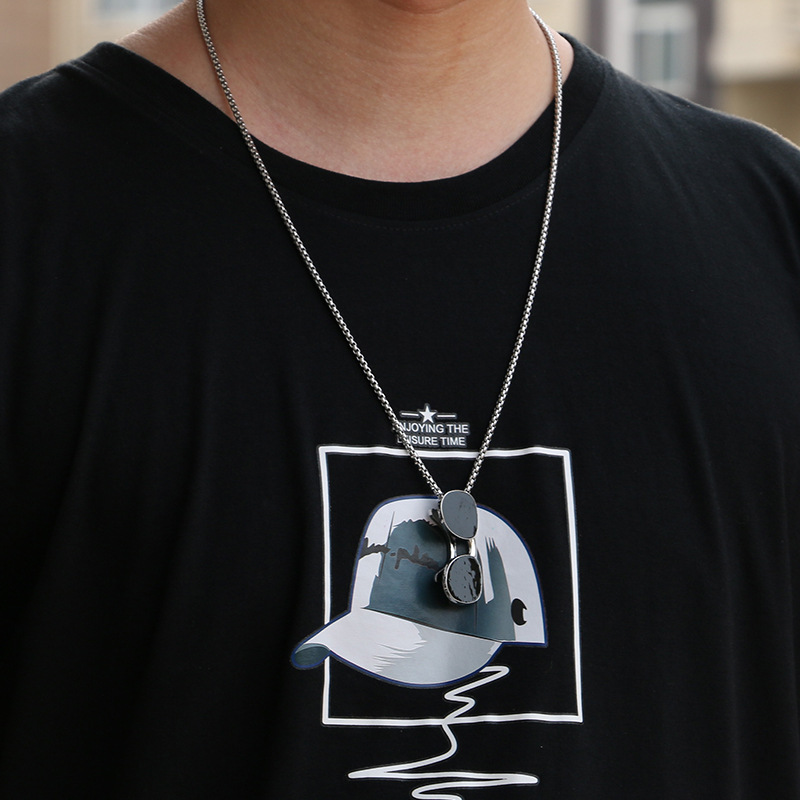 Lunettes simples Tredy Ecklace, Sweat-shirt en acier au titane Chai, Log Versatile Pedat, Accessoire hip-hop, Chaîne de pull_voghion.com