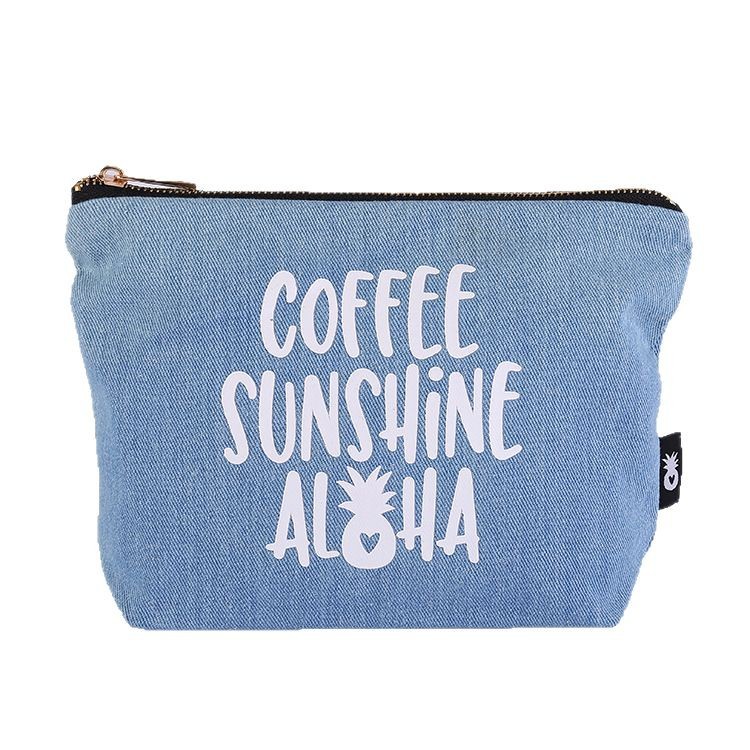 Bolso de mano con cremallera de mezclilla transfronterizo, cambio de estudiante, regalo de almacenamiento, publicidad, compras, bolso de lona, logo impreso