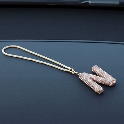 clay car interior accessories: Car hanging - n-letter-car-pendant-champagne-color