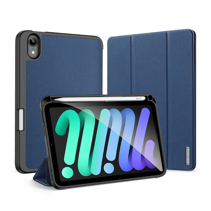 Funda protectora para iPad Mini7 con ranura para lápiz, tapa abatible, modo de suspensión, carcasa suave de TPU, funda de cuero triple, cierre magnético