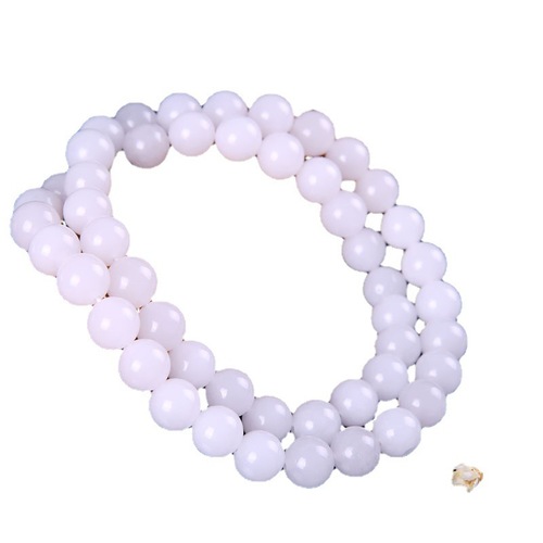 Xinjiang Hotan Mutton Fat White Gold Silk Jade Women's Ball Bead Necklace Jade Jade Necklace Manufacturer Live Welfare Model