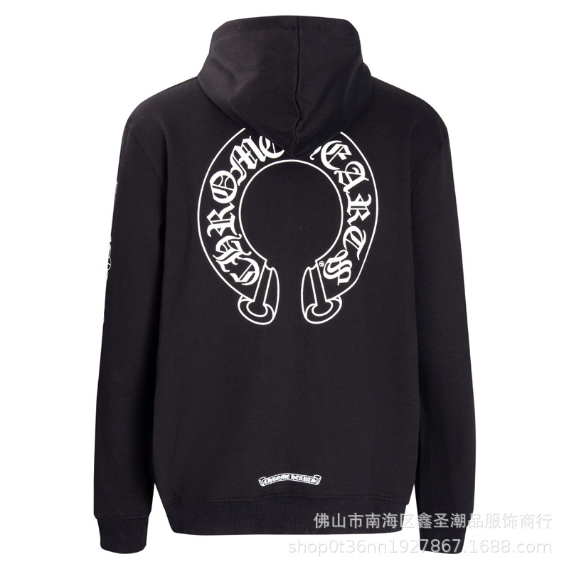 2023chrome Hearts Correct Edition Crow Scroll Horseshoe Arm Printed Zipper Hooded Sweats for Men and Women