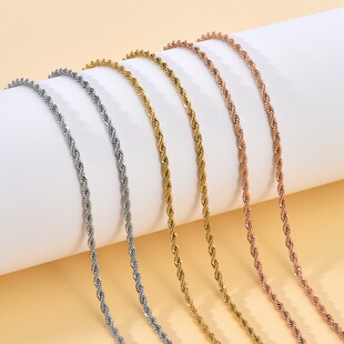 Cross-Border Hot-Selling 18K Stainless Steel Twist Necklace DIY Handmade Jewelry Chain Ins Clavicle Chain Vacuum Color-Preserving Electroplating