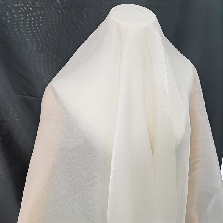 闪光玻璃纱面料 薄纱柔软反光欧根纱布料女装连衣裙汉服面料批发