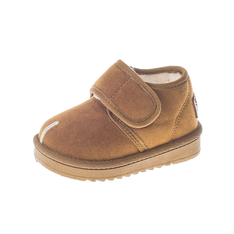 Botas de nieve para niños 2025 invierno nuevos zapatos de algodón para niñas con calentamiento de terciopelo zapatos de bebé de moda para niños botas de algodón de barril corto