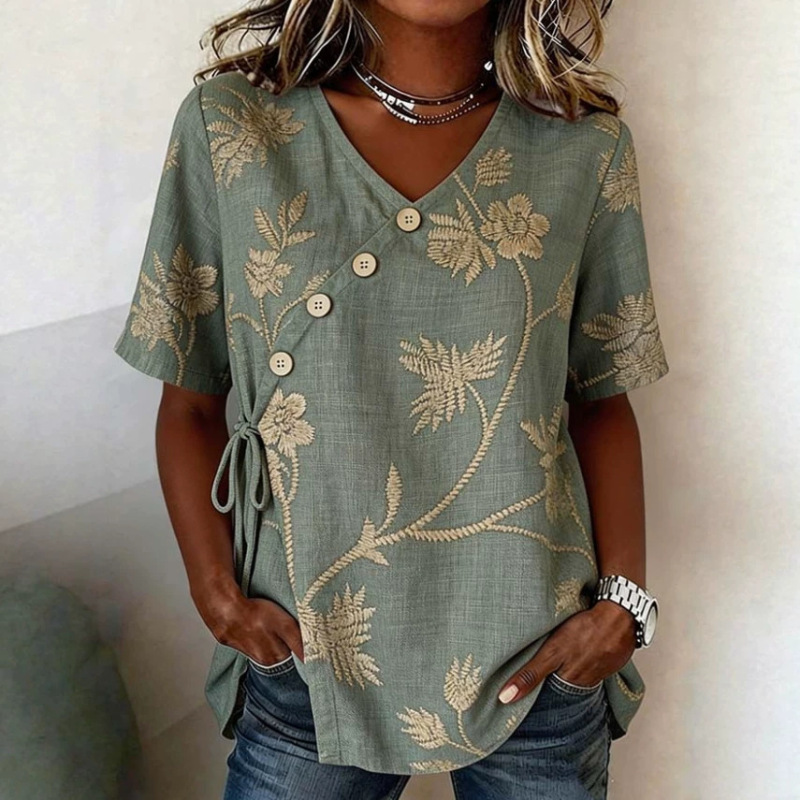 Cross-Border Amazon 2026 New Women's Casual Printed Shirts