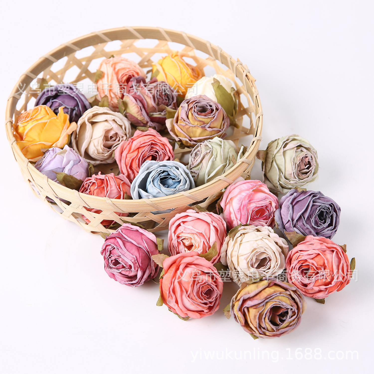 Rose Artificial Flowers for Wedding Decoration, DIY Materials, Burnt Edge Fake Flower Heads, High-End and Realistic