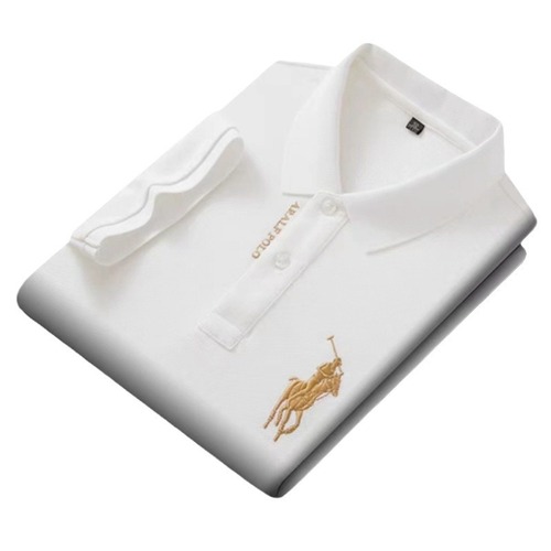 Business and Foreign Trade 2025 Summer Men's Short Sleeve Embroidered Collar Polo Shirt for Middle-aged and Youth Plus Size Loose Top