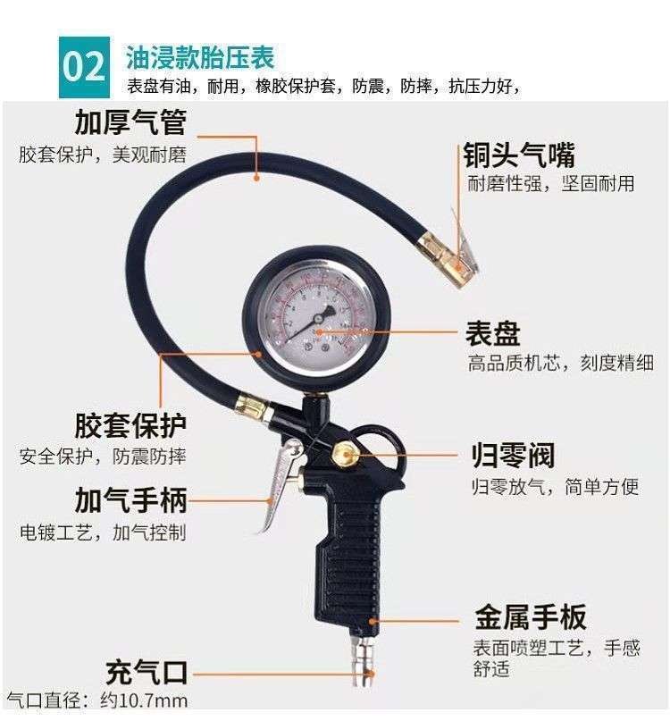 New Tire Pressure Gauge Motorcycle Inflation Gun High-Precision Tire Pressure Gun Air Pressure Gauge Tire Tester Inflator Gun