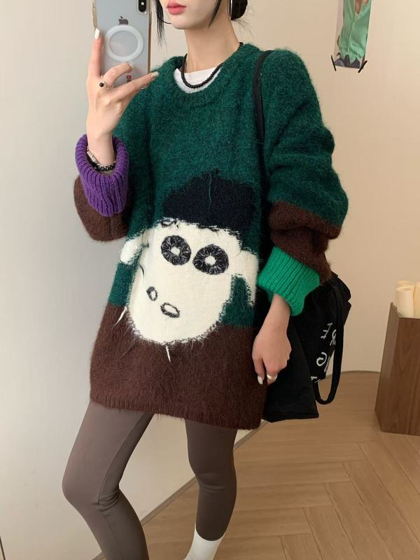 氛围感气质重工提花软糯毛衣女新款高级松弛感轻奢时髦针织衫上衣|undefined