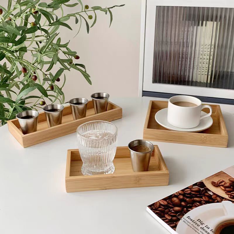 Bandeja de té de bambú y madera, bandeja rectangular, uso doméstico comercial, taza de té, taza de agua japonesa de bambú, almacenamiento simple