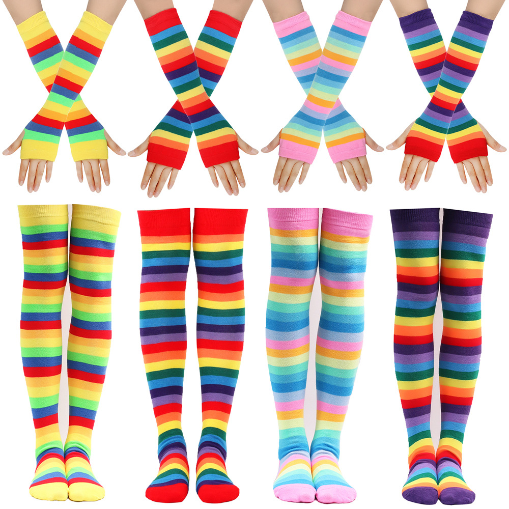 Unisex Casual Rainbow Polyester Cotton Over The Knee Socks 1 Set display picture 2