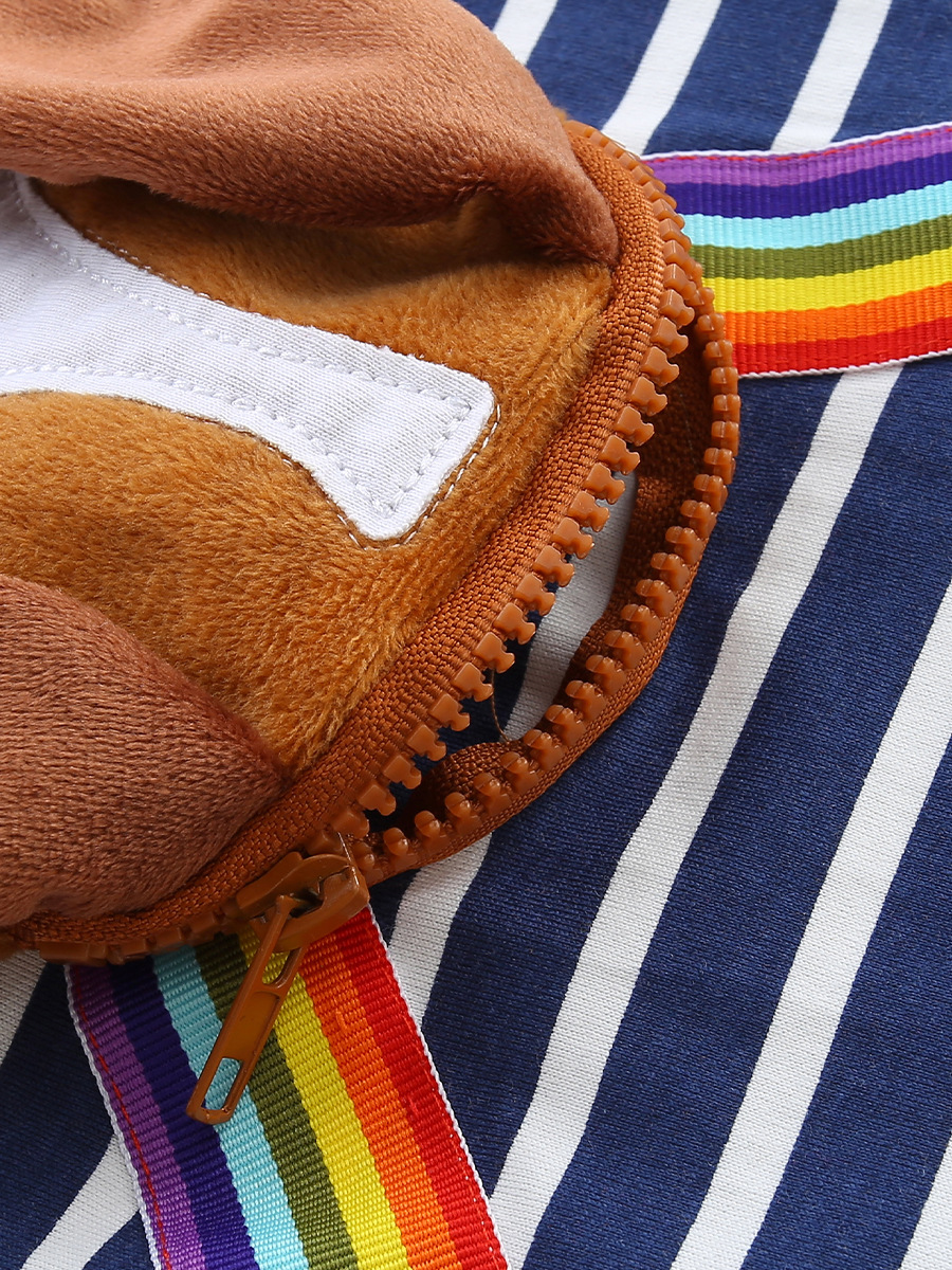 Otoño nuevo estilo vestido de niña parche de moda de estilo europeo y americano vestido de princesa para niños pequeños y medianos cuello redondo a rayas falda de manga larga para niños