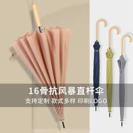 日式16骨木柄森系直杆小清新伞 纯色韩系复古广告礼品小清新雨伞