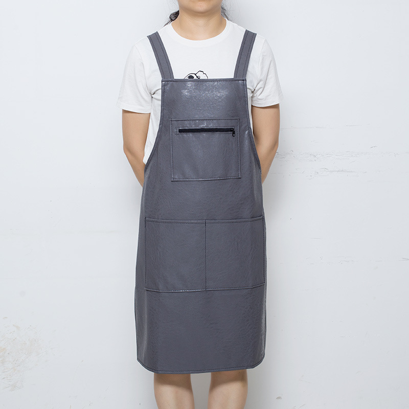 다크 그레이 스트랩 가죽 앞치마