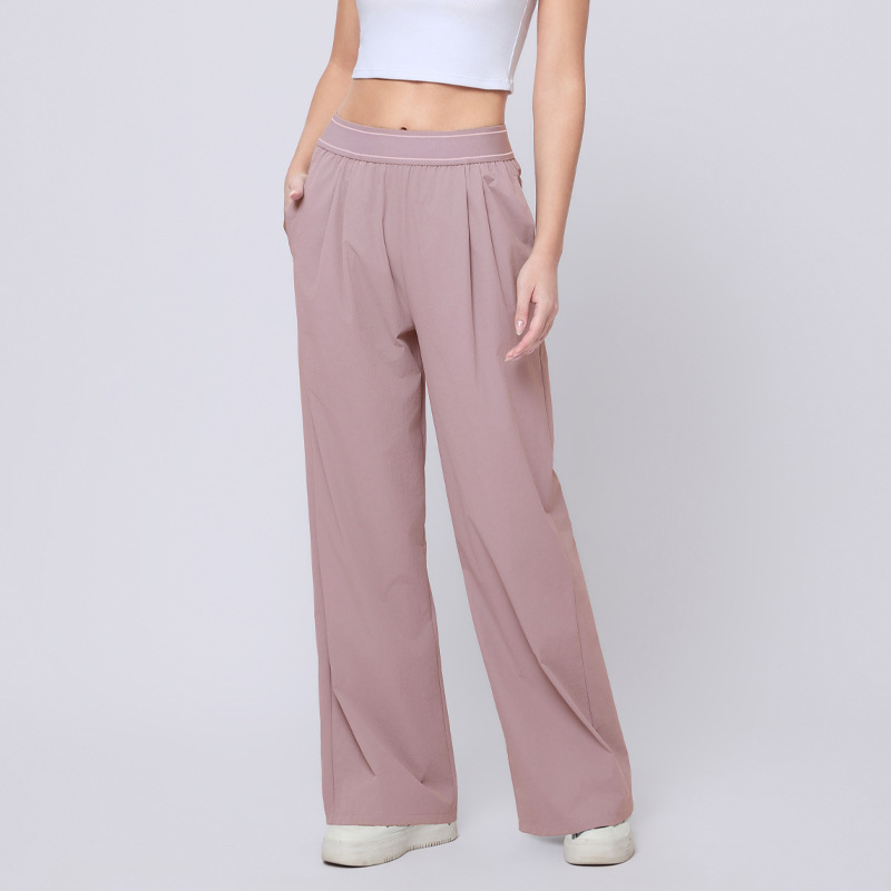 Transfronterizo exclusivo para el descanso de las mujeres, pantalones deportivos de cintura alta, rectos, ligeros, delgados, sueltos, secados rápidos, primavera y verano. image 8