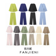 ZR外国貿易卸売り欧米風女装質感双襟和服式コート長ズボン5427743 5427431