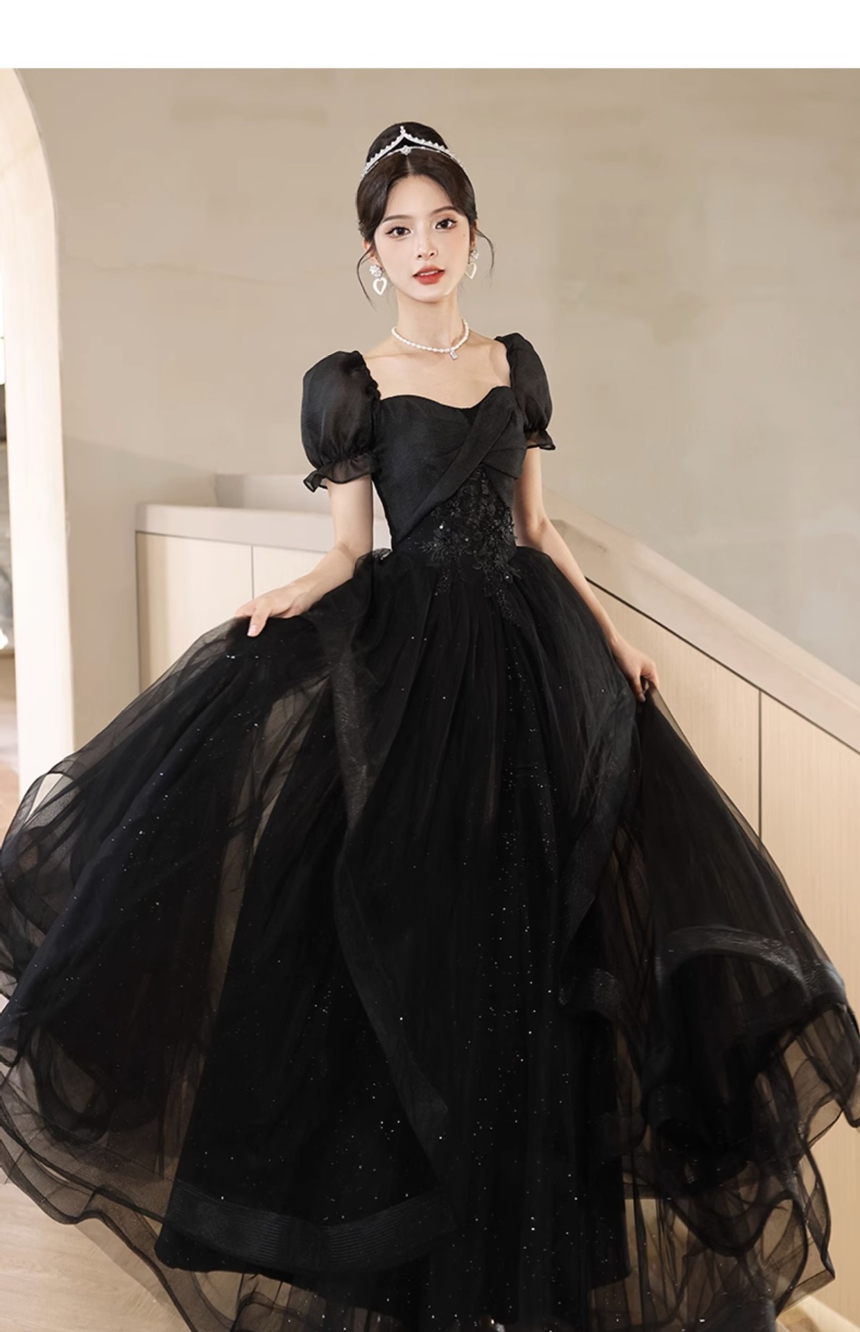 Đầm dạ hội đen ôm body dáng dài, phong cách Pháp sang trọng — Màu đen, Màu đỏ rượu chi tiết 19