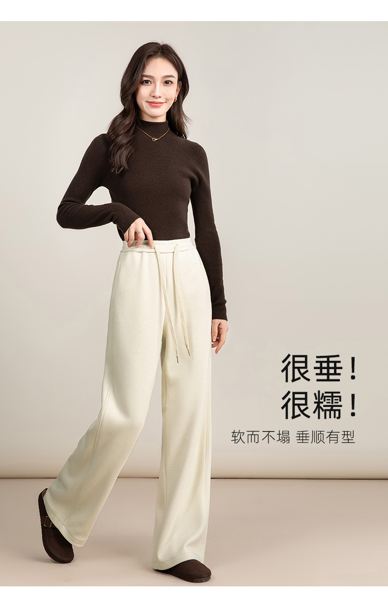 Quần ống rộng nữ cạp cao dáng suông chất Tencel Modal len lót lông cừu — màu tím chi tiết 20