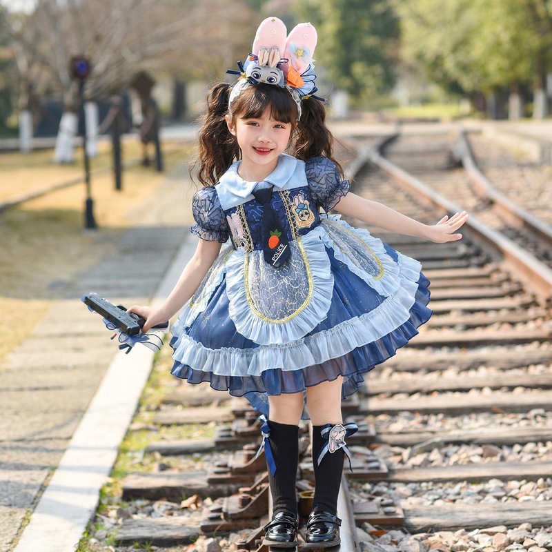Disney Princess Dress Judy Rabbit Police Officer Girls' Lolita Dress Children's Cos Clothes Birthday Dress 6 Disney Princess Dress Judy Rabbit Police Officer Girls' Lolita Dress Children's Cos Clothes Birthday Dress 6