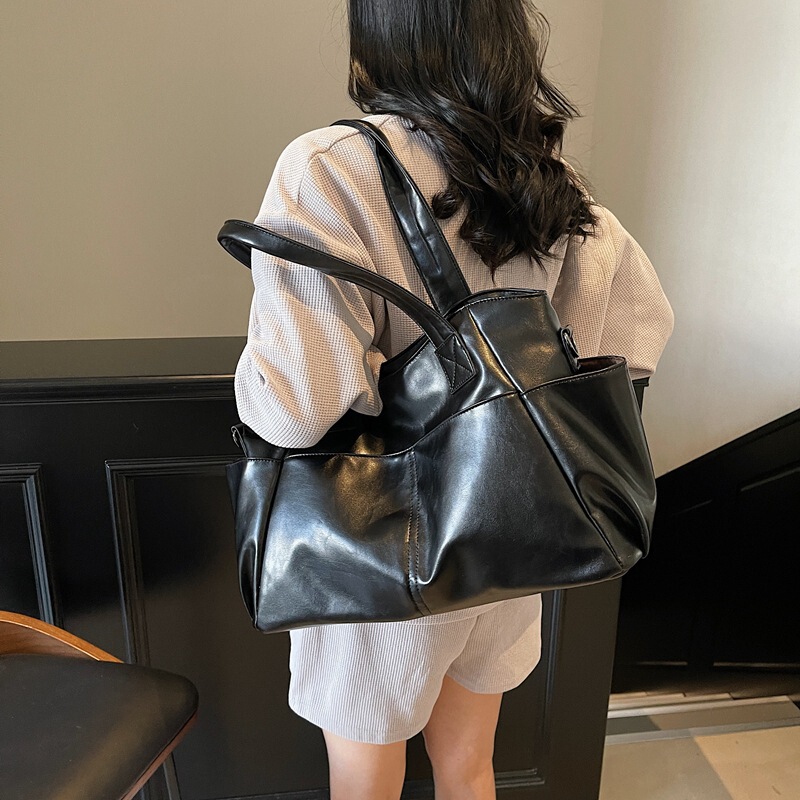 Crossbody Bag Retro Soft Leather Casual Fashion Simple Versatile Tote Bag Multi-Pocket Large Capacity Travel Commuting Bag