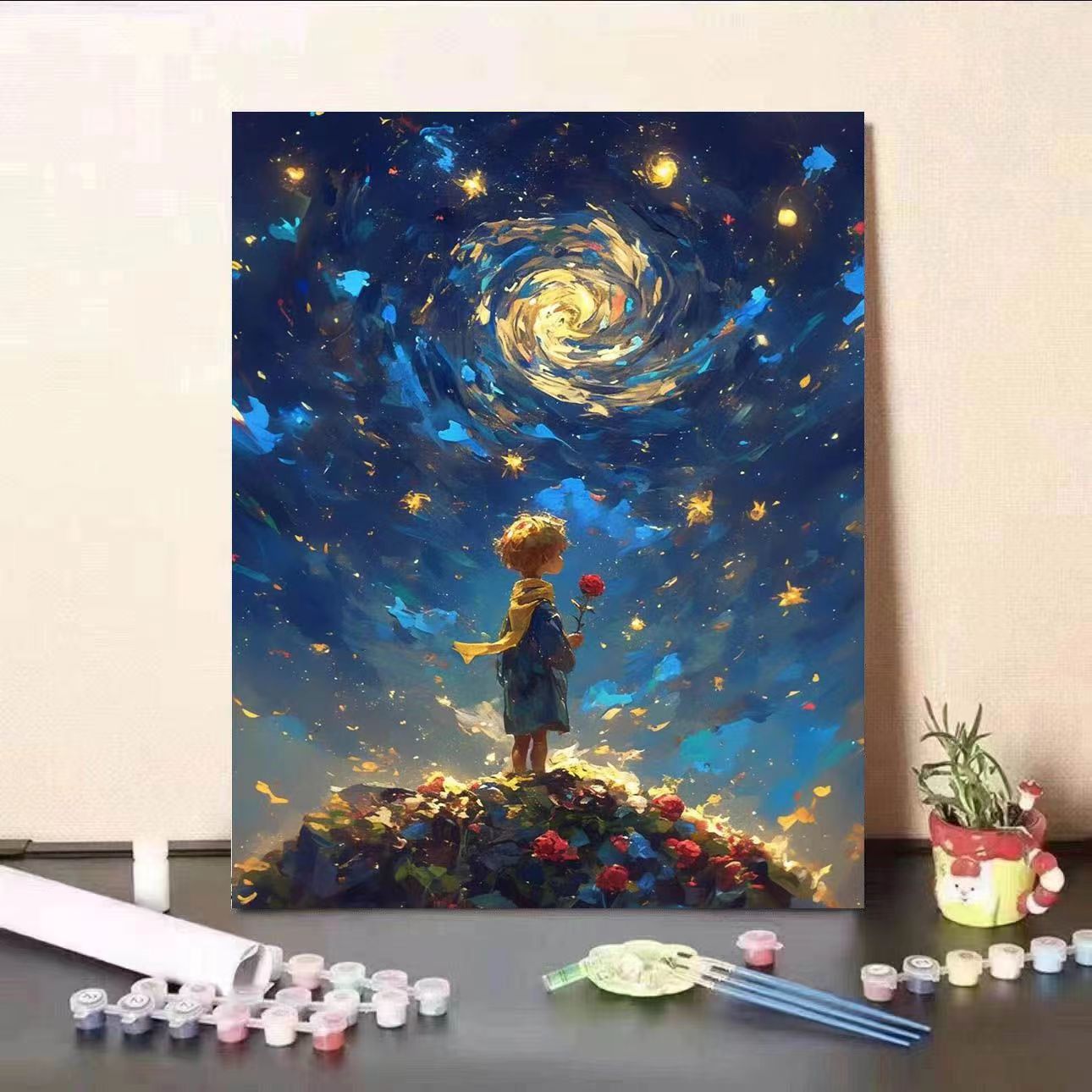 New Starry Night Little Prince DIY Digital Oil Painting Hand-painted Colorful Stress Relief High-end Living Room Decoration Painting