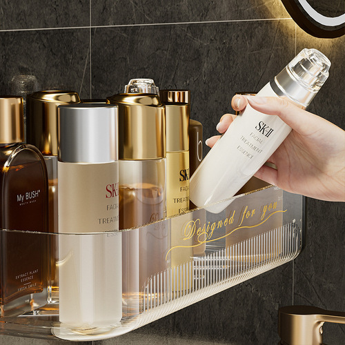 Home bathroom shelf without drilling, wall-mounted draining, moisture-proof, heightened anti-rust toothbrush and toothpaste storage rack