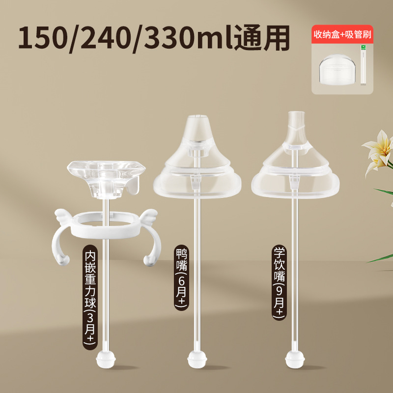 Aplicable para accesorios de botellas de leche de Heggen, pezón de boca de pato, bolas de gravedad, pipas de bebida directa, mangos de boquilla de aprendizaje de bebidas, mangos de tapa de taza