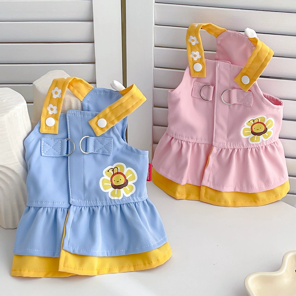 Собака, кошка, кошка, одежда пчела принт маленькая собака может буксировать домашнее животное плиссированная юбка весной и летом платье с ремешком