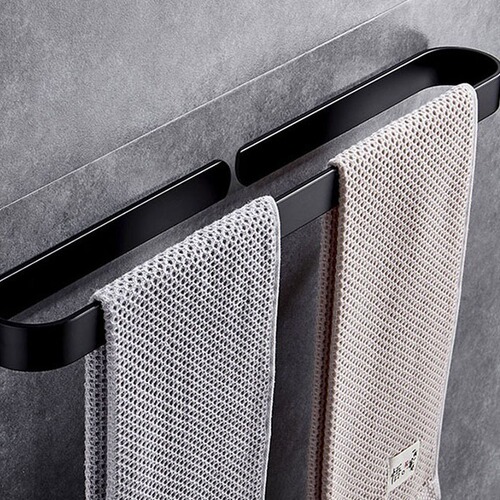Thickened space aluminum black towel rack bathroom pendant towel bar punch-free towel ring bath towel hanger manufacturer