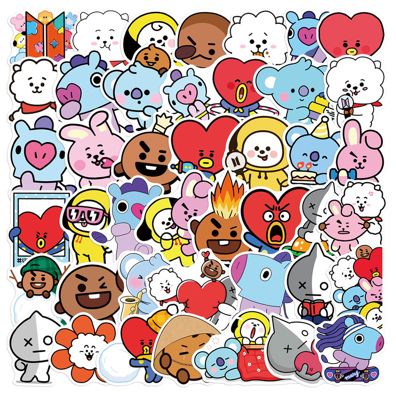 61 Pieces of Bt21 Cartoon Stickers, Cute Self-Adhesive Stickers for Student Notebooks, Phone Cases, DIY Decoration Stickers, Cross-Border Supply 61 Pieces of Bt21 Cartoon Stickers, Cute Self-Adhesive Stickers for Student Notebooks, Phone Cases, DIY Decoration Stickers, Cross-Border Supply