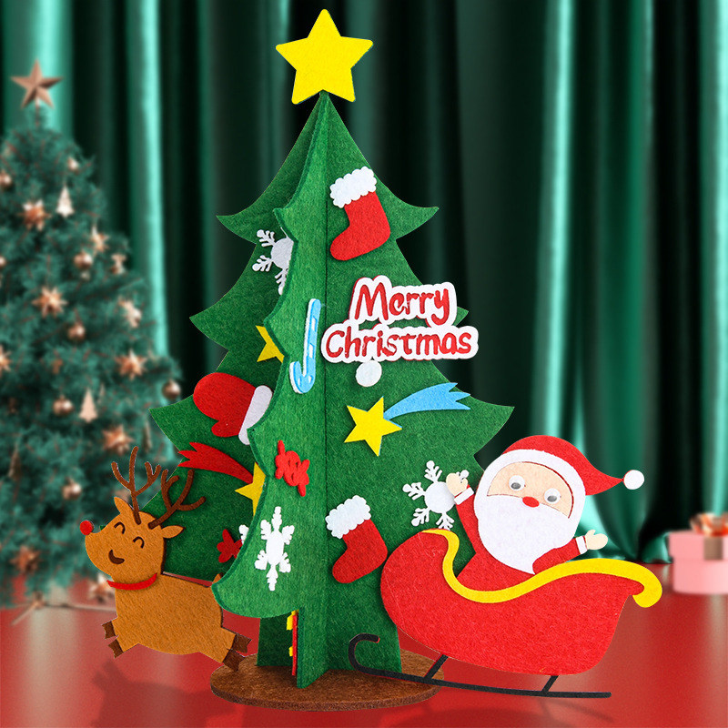Navidad de escritorio tridimensional árbol de Navidad decoración DIY hecha a mano árbol de Navidad material de decoración paquete de mini árbol de Navidad para niños