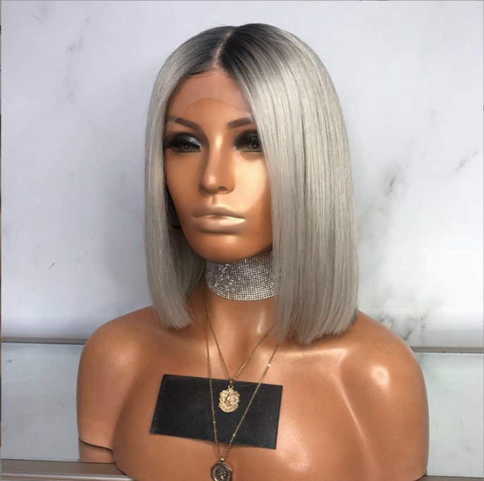 parrucca sintetica Parrucca da donna con fibbia interna in colore misto nero grigio, divisa bobo, testa ondulata, capelli medio lunghi, corti e lisci_voghion.com