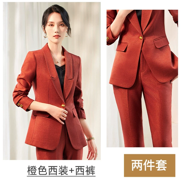 Orange classic suit jacket, trousers