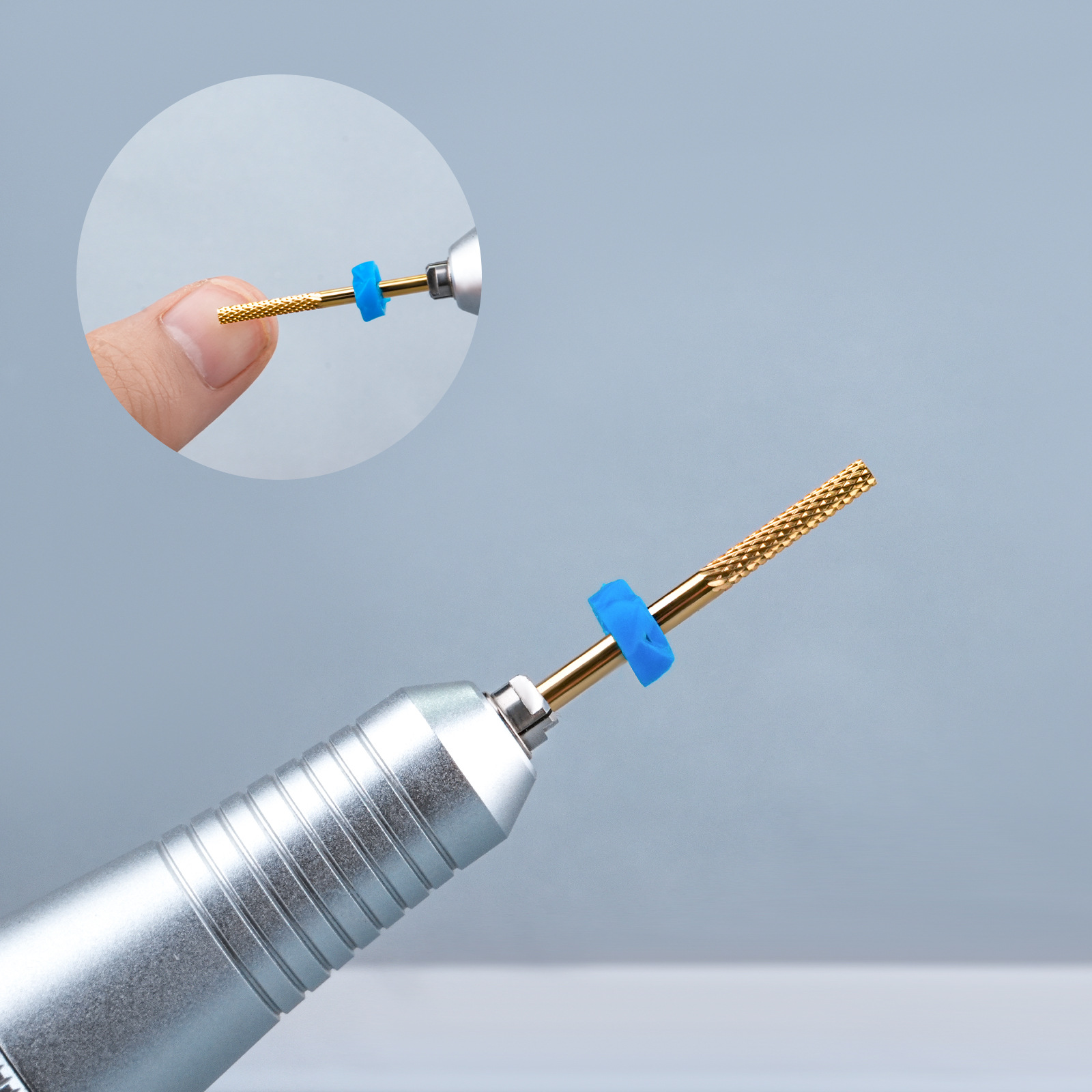 Uña de tungsteno de acero pulido dorado barra de molienda de cabeza plana de eliminación rápida de uñas pasos de eliminación de piel muerta herramientas de manicuría