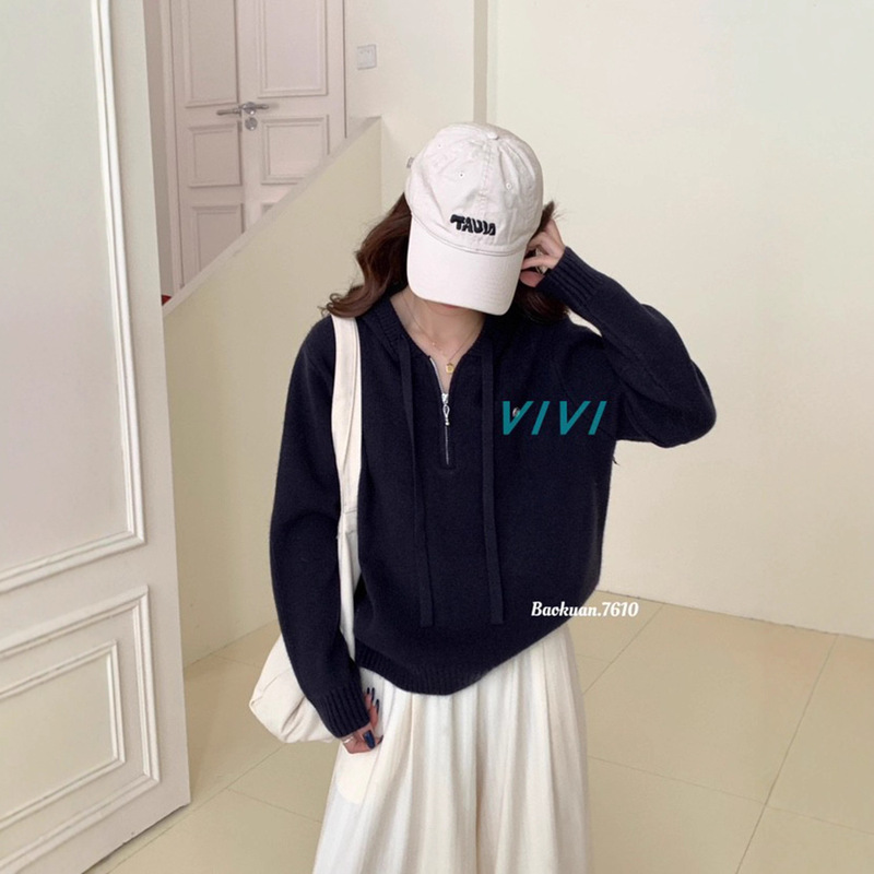 Korean Style Solid Color Pullover Hooded Wool Sweater Autumn and Winter New Women's Loose Slim Pullover Sweater Jacket Korean Style Solid Color Pullover Hooded Wool Sweater Autumn and Winter New Women's Loose Slim Pullover Sweater Jacket