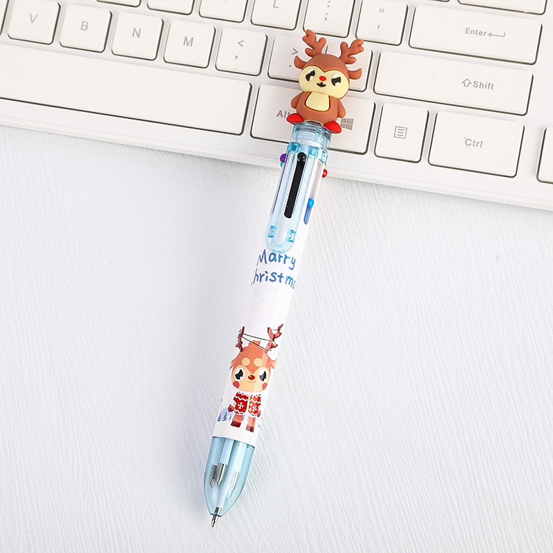 Regalo de Navidad de diez colores de dibujos animados bolígrafo árbol de Navidad alce muñeco de nieve de plástico de 6 colores Prensa Diario pluma en stock