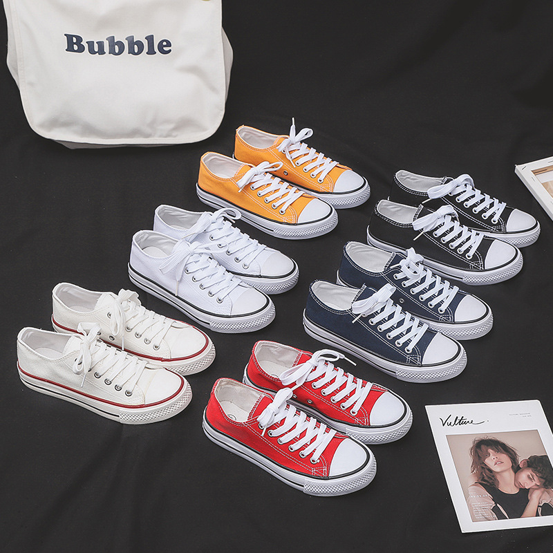 Douchuan Spring New Canvas Shoes for Women, Trendy Simple Low-Top Casual Cloth Shoes, Breathable Student Sneakers for Men Wholesale