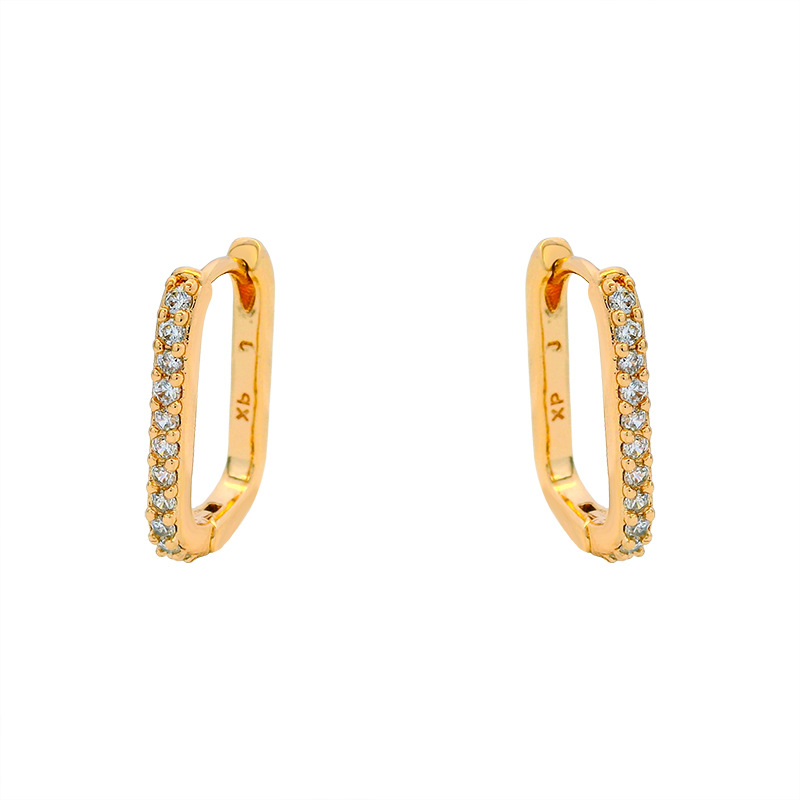 Xuping gemas artificiales de moda retró auriculares aleación de cobre chapado 18k aretes rusos geometría cuadrada auriculares