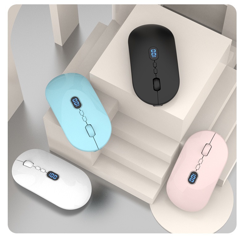Sınır ötesi yeni kablosuz Bluetooth mouse, şarj edilebilir, sessiz, güç göstergeli, kızlar, iş, bilgisayar ve ofis kullanımı için uygun.