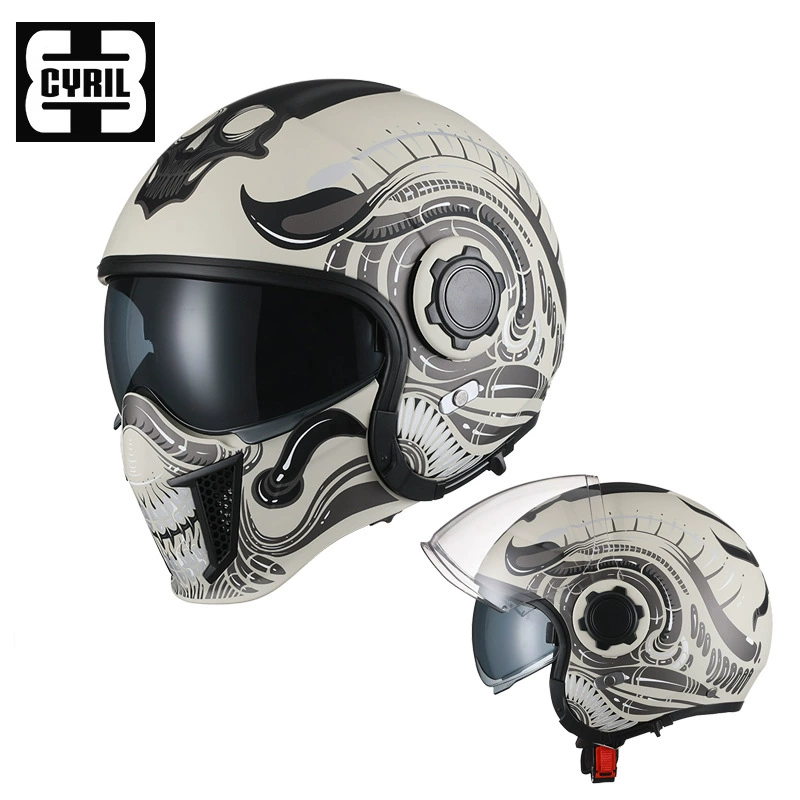 К Cyril ретро-штамп шлем четырех времен черный воин Harley полубhelmet комбинированный шлем мотоцикла полный шлем мужской локомотив сертификация 3C