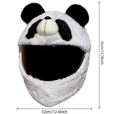 3D Stereo Soft Artificial Rabbit Fur Motorcycle Helmet Cover with High Simulation Details, Adjustable Angle, Cool and Eye-Catching (Motosiklet dəbilqələri) - one-size-fits-all-panda