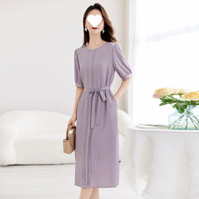 2025新款夏季连衣裙优雅简约中年妈妈款桑蚕丝连衣裙杭州真丝轻奢
