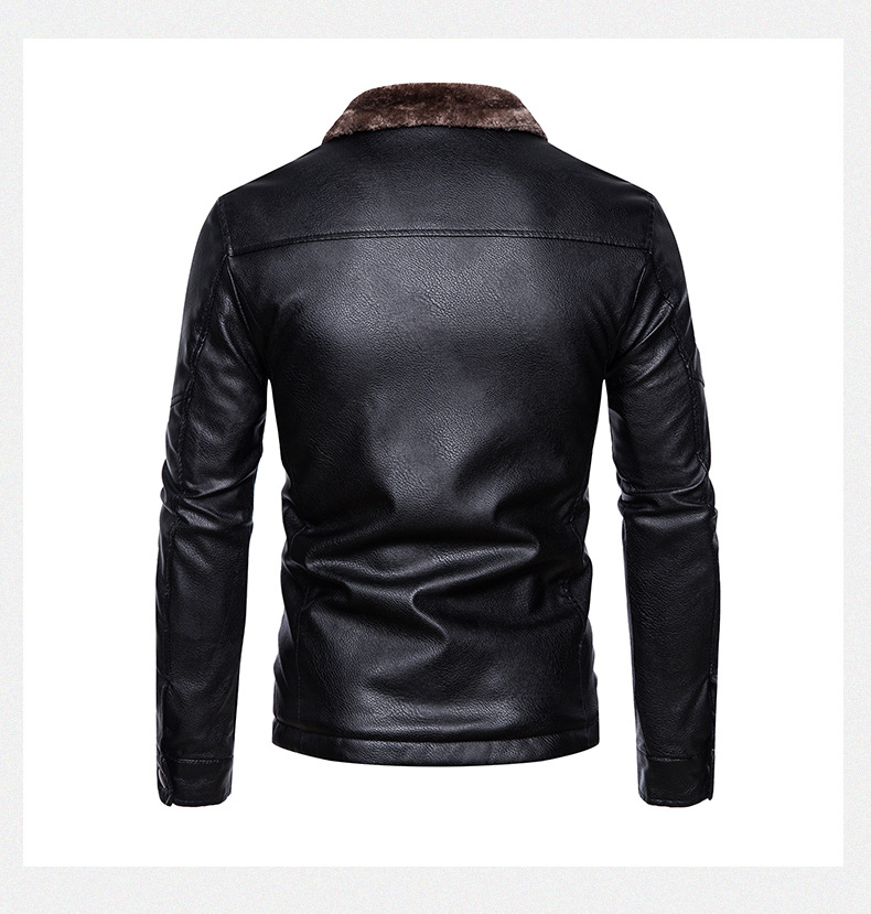2024 neue Top mit Dicken Samt Herbst/Winter herren Jacke PU Leder Licht Business Casual Quadratischen Kragen Mode Hundert_voghion.com