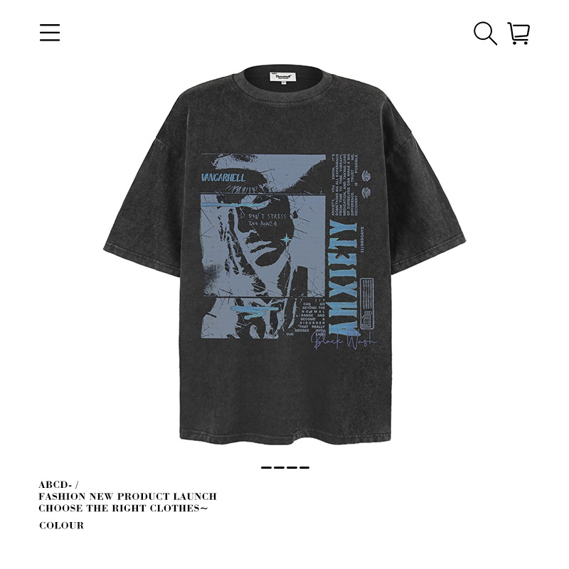 Camiseta de manga corta apilada en la calle alta de la marca de moda pesada de 250g para hombres de algodón puro con camisa de fondo suelta para hombres de verano