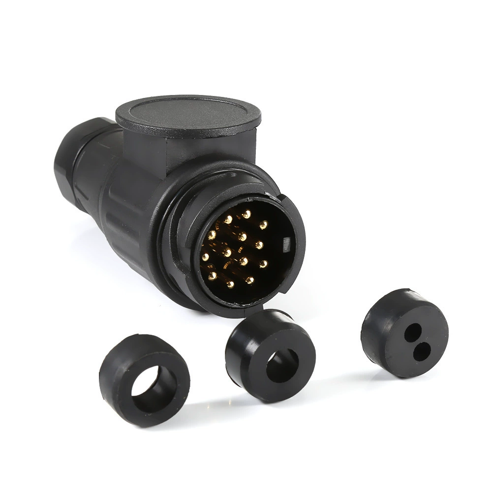 TM3018+ двухконтактный + крупногабаритный, 13-контактный 12В штекер, литьевой под давлением, европейский стандарт, для сигнальных ламп прицепов и фургонов