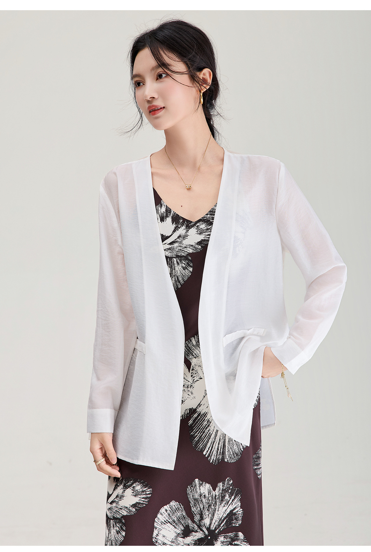 Áo cardigan nữ tay dài chất liệu tencel mát lạnh dáng rộng — màu đen chi tiết 19