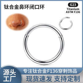G23钛鼻环闭口环无销钉隔间搭扣耳环软骨环钛合金穿刺饰品批发